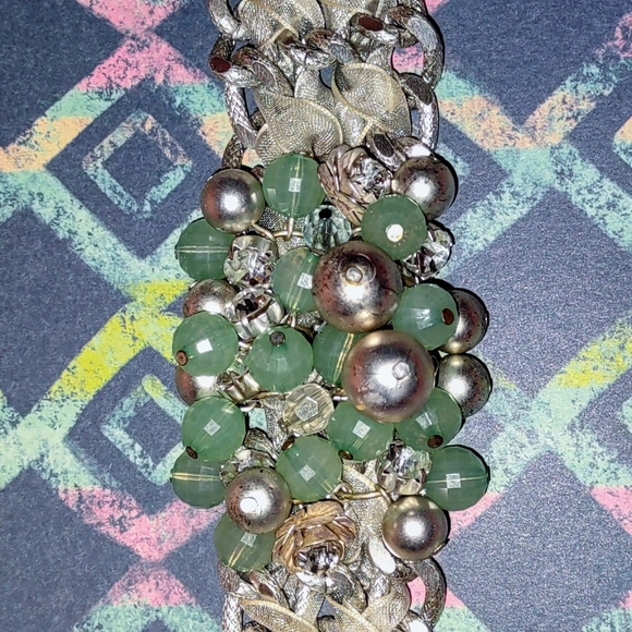 HP Aqua & Silver Bead Braided Cluster Bracelet - Picture 6 of 14